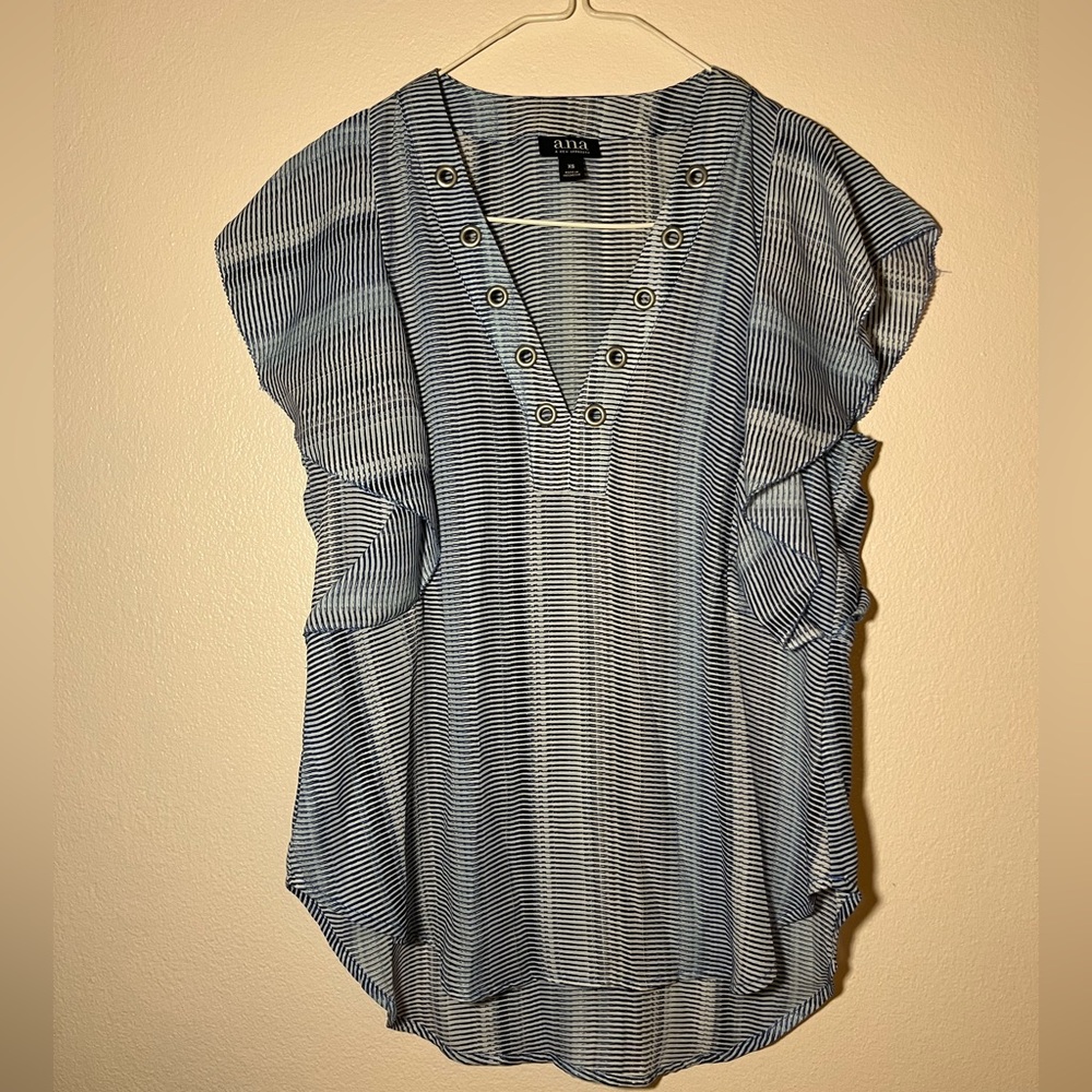 a.n.a Blue and White Striped Top